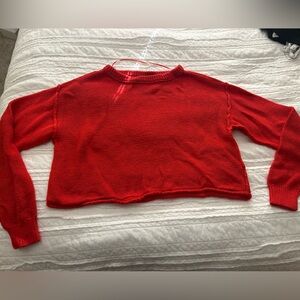 Free People cropped sweater. Great condition and perfect for Valentine's Day!